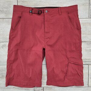 Prana Zion Stretch Cargo Shorts Men Burnt Orange Buckle Waist Adjustment XXL